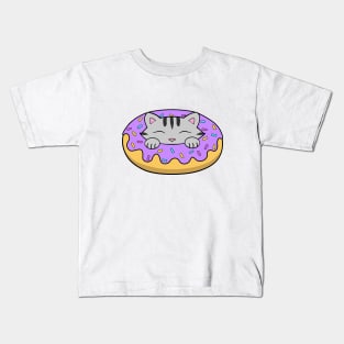 Yummu Purple Donut Cat Kids T-Shirt